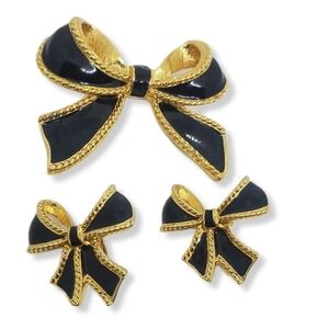 KENNETH JAY LANE AVON 1987 "CAMELOT COLLECTION" RIBBON BOW EARRINGS & PENDANT